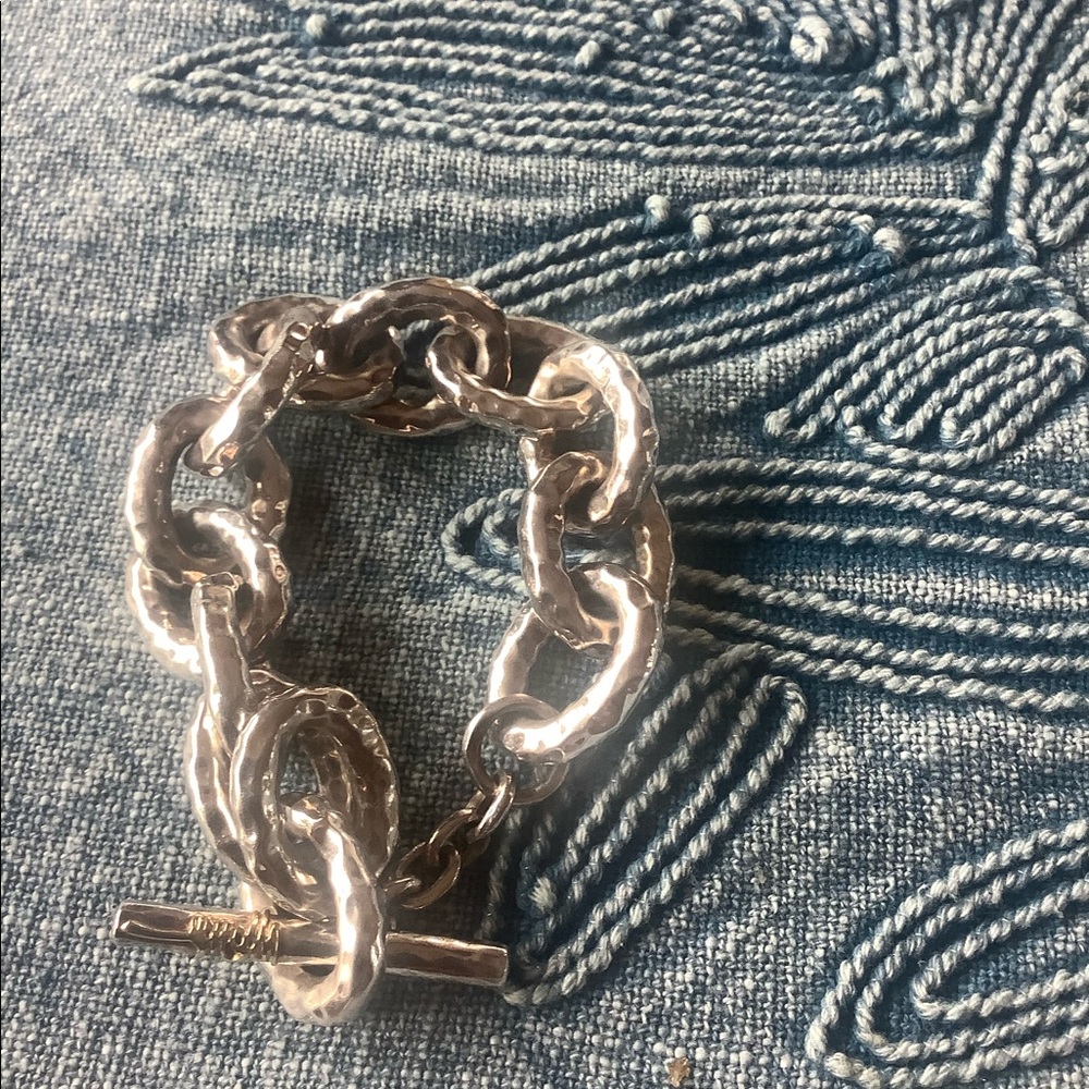Sterling Silver Hammered Link Bracelet